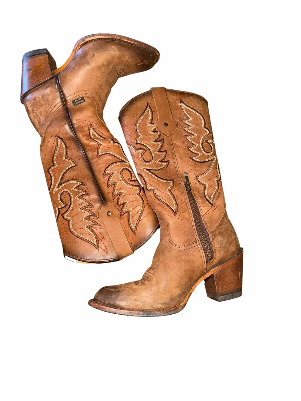 Reyme Brown Leather Cowboy Boots - Classic Western Style Size 5.5